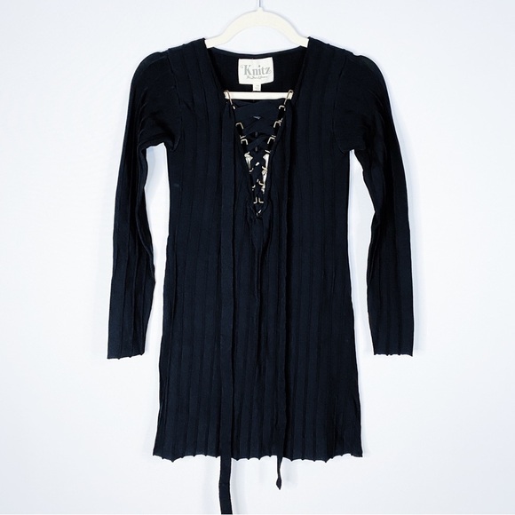 For Love And Lemons - Black Lace Up Body-con Dress - Picture 2 of 5